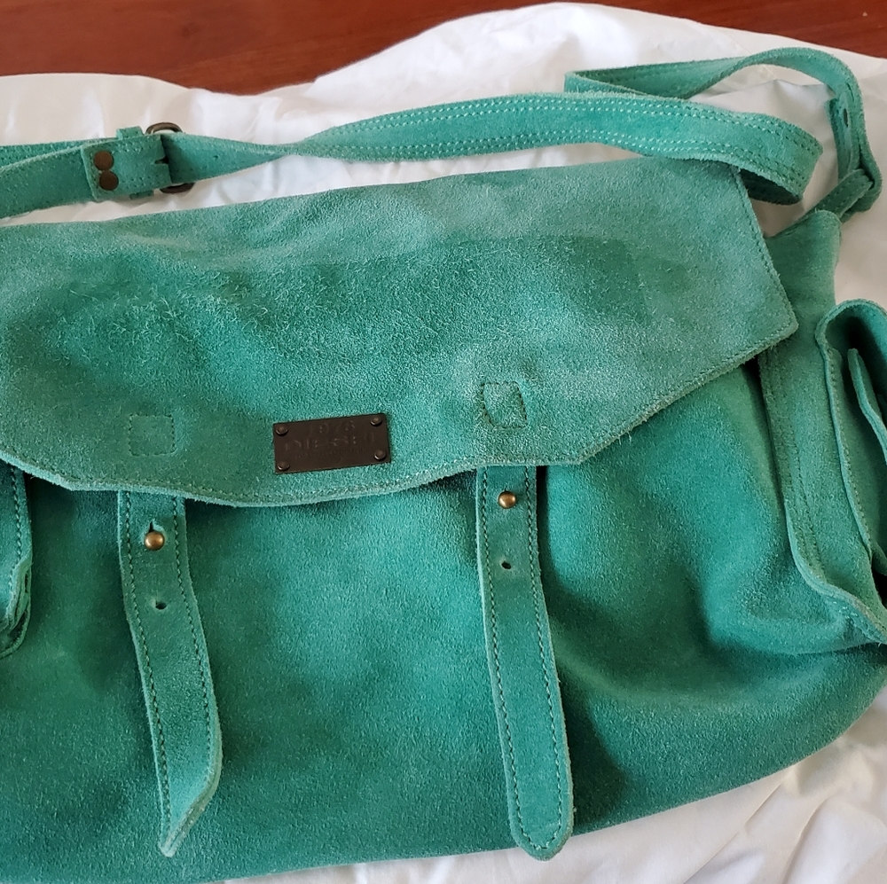 Teal green, suede Diesel  satchel purse, like new!!